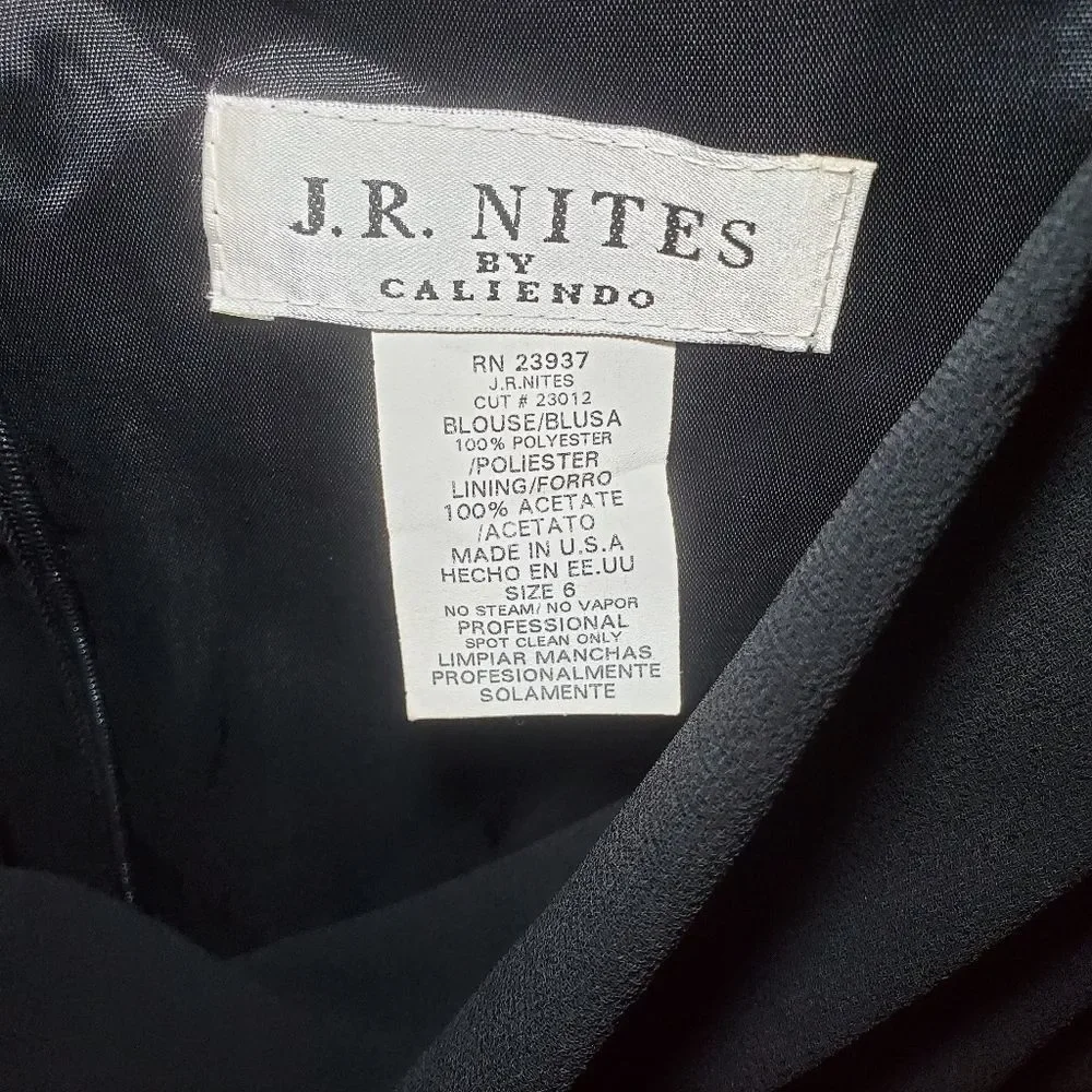 J.R. Nites by Caliendo Scalloped Black Sleeveless Top Size 6 - Picture 4 of 8
